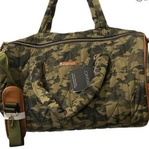 Joan & David 21 Chevron Quilted Camo Nylon Roll Travel Duffle.